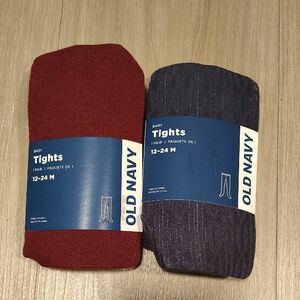 Old Navy Baby Tights - Burgundy and Navy